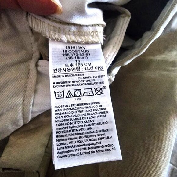 Gap Kids Uniform Twill Shorts Khaki Husky Boys Size 18 - Picture 11 of 11